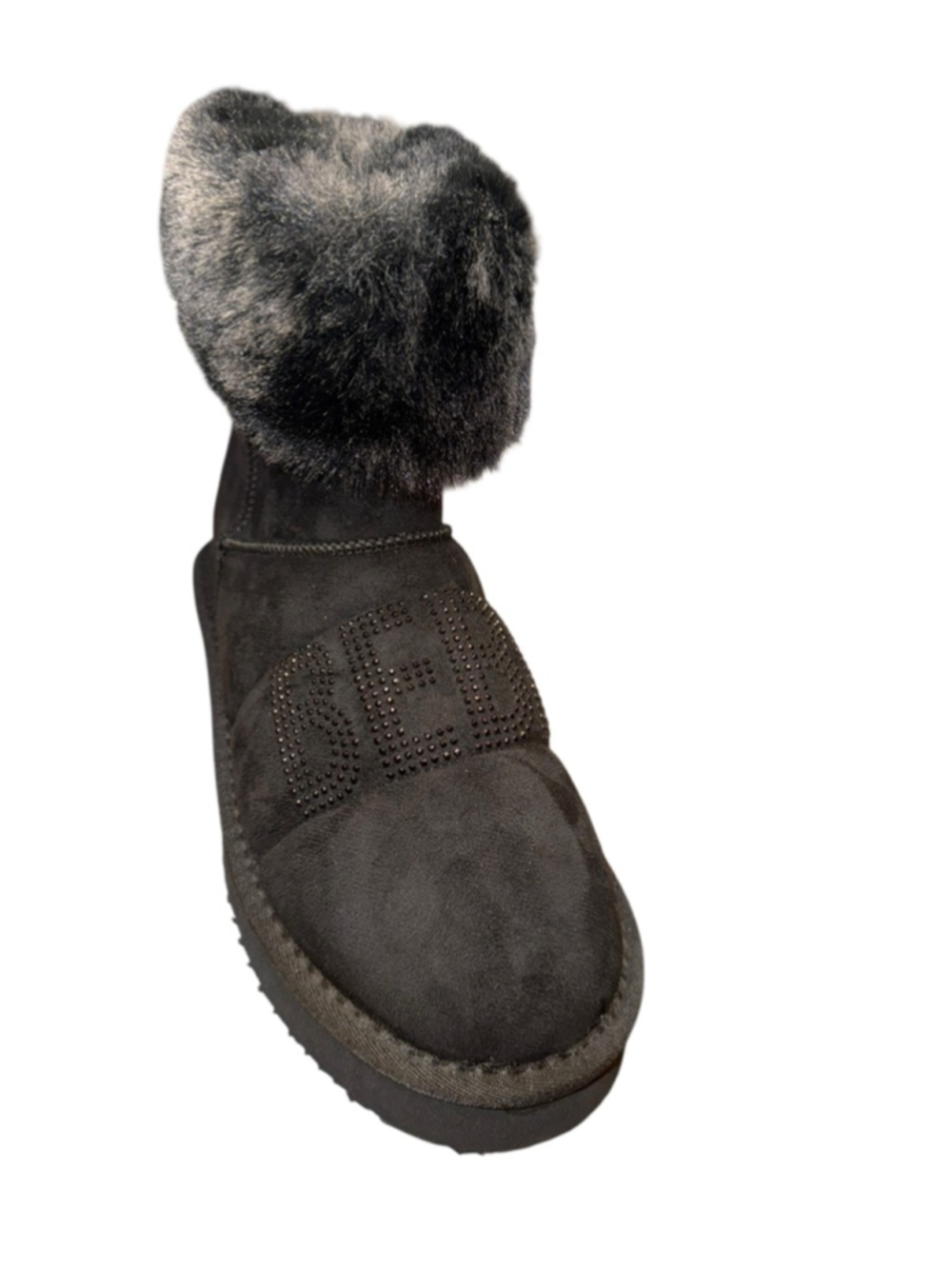 Women's Bebe Black Faux Fur Rhinestone Winter Boots US 7 - Picture 5 of 7